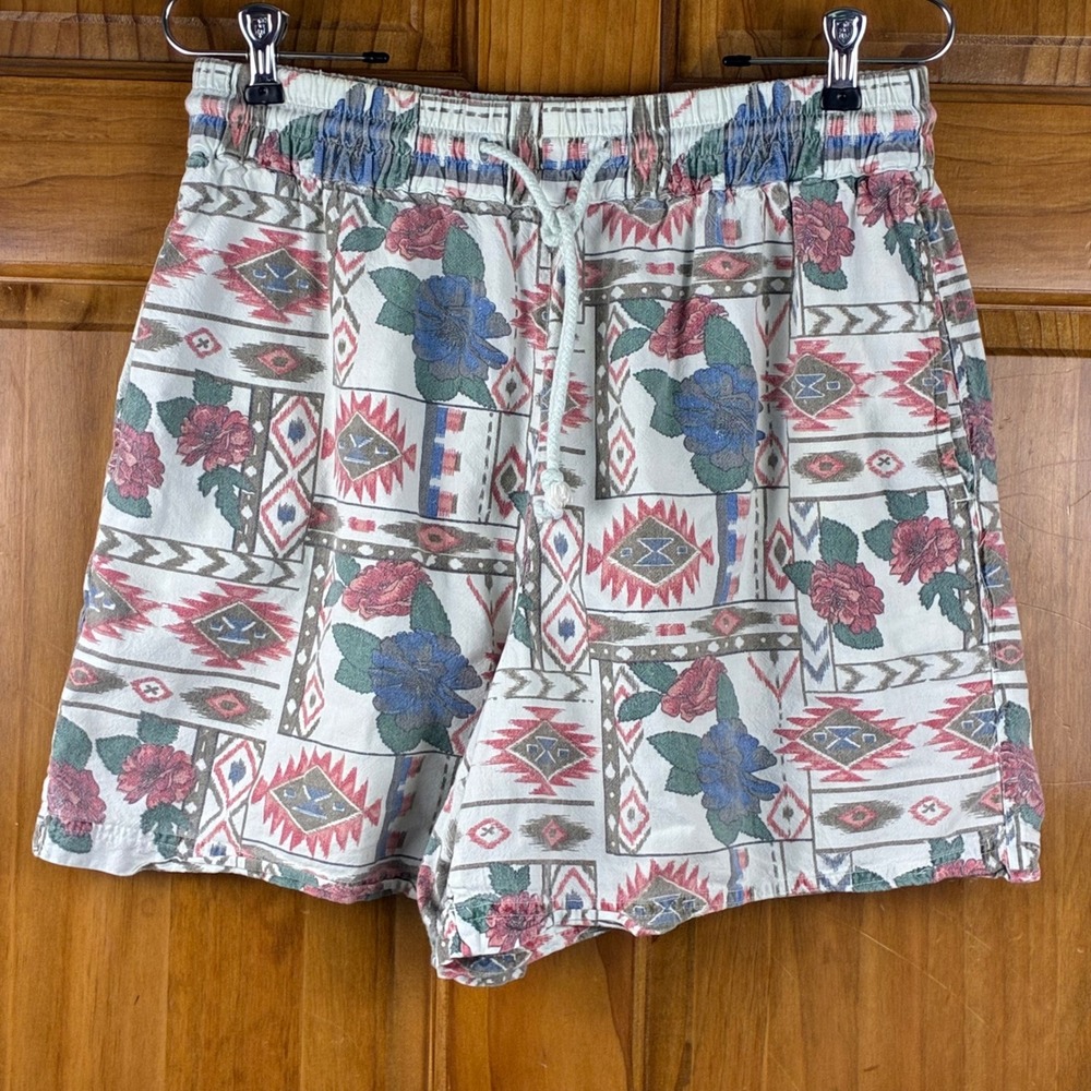 Vtg Pinot Noir Womens Lg Cotton Southwestern Floral Shorts Eclectic Nepal